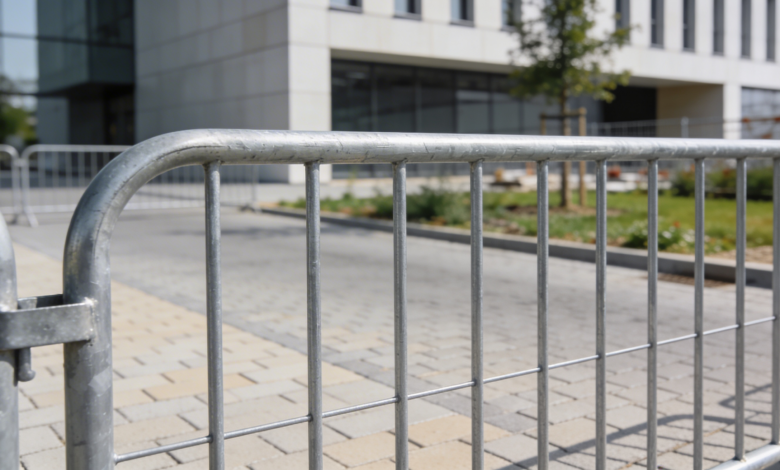 Absperrgitter im Außenbereich.