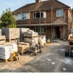 Für die Hausrenovierung wird oft eine Logistik für schwere Lasten benötigt.